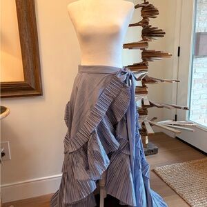 J. Crew Collection Asymmetrical Blue Striped Skirt